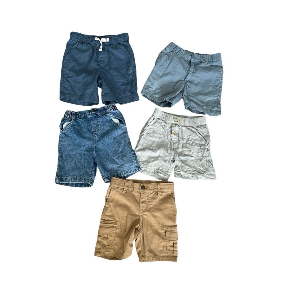 zara, vintage, boys shorts bundle toddler kids size 5T denim, elastic waist blue